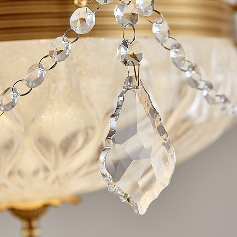 Brass Dome Ceiling Mounted Light Postmodern Crystal Semi Flush Light Fixture for Dining Room Clearhalo 'Ceiling Lights' 'Close To Ceiling Lights' 'Close to ceiling' 'Semi-flushmount' Lighting' 314275