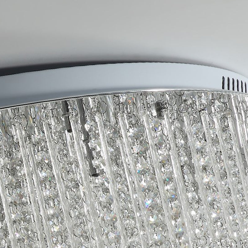 Crystal Strand 3 Tiers Ceiling Light Modernism Nickel LED Flush Mount Lamp for Living Room Clearhalo 'Ceiling Lights' 'Close To Ceiling Lights' 'Close to ceiling' 'Flush mount' Lighting' 314304