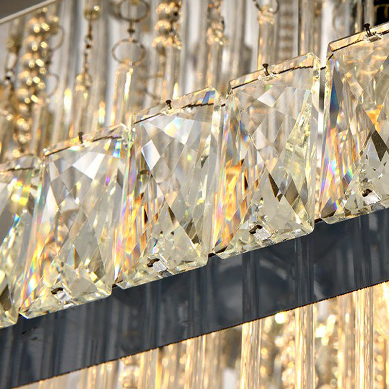 Square Crystal Block Ceiling Lighting Contemporary 8 Heads Nickel Flush Mount Lamp Clearhalo 'Ceiling Lights' 'Close To Ceiling Lights' 'Close to ceiling' 'Flush mount' Lighting' 314318