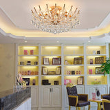 Cascade Ceiling Light Fixture Postmodern Crystal Ball 4 Lights Chrome/Clear/Cognac Semi Flush Mount Light Clearhalo 'Ceiling Lights' 'Close To Ceiling Lights' 'Close to ceiling' 'Semi-flushmount' Lighting' 314321