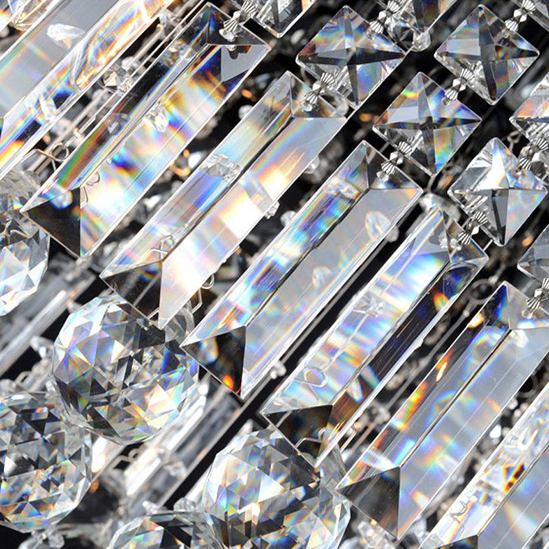 Rectangle Corridor Ceiling Mounted Light Faceted Crystal 2/4 Heads Contemporary Flush Light in Black/White Clearhalo 'Ceiling Lights' 'Close To Ceiling Lights' 'Close to ceiling' 'Flush mount' Lighting' 314356