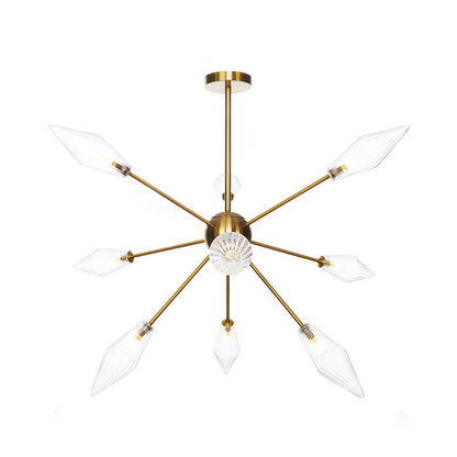 Vintage Style Diamond Hanging Fixture Amber/Clear Glass 9/12/15 Heads Restaurant Chandelier Light with Adjustable Rod 9 Clear Clearhalo 'Ceiling Lights' 'Chandeliers' 'Clear' 'Glass shade' 'Glass' 'Industrial Chandeliers' 'Industrial' 'Middle Century Chandeliers' 'Modern' 'Tiffany' 'Traditional Chandeliers' Lighting' 314369