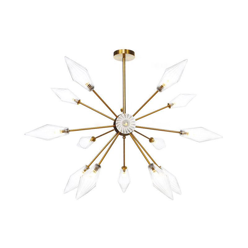 Vintage Style Diamond Hanging Fixture Amber/Clear Glass 9/12/15 Heads Restaurant Chandelier Light with Adjustable Rod Clearhalo 'Ceiling Lights' 'Chandeliers' 'Clear' 'Glass shade' 'Glass' 'Industrial Chandeliers' 'Industrial' 'Middle Century Chandeliers' 'Modern' 'Tiffany' 'Traditional Chandeliers' Lighting' 314371