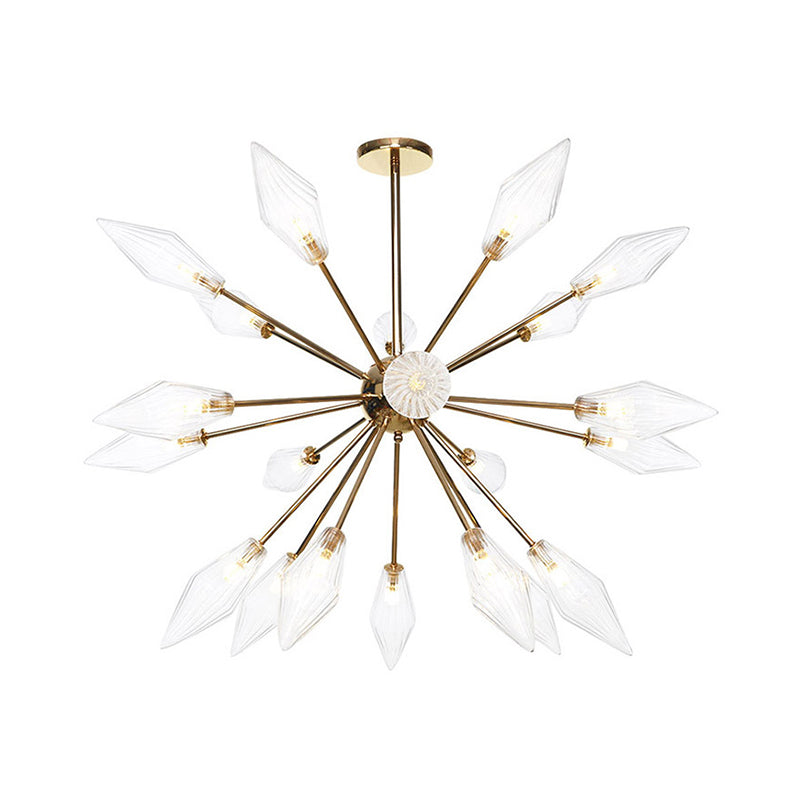 Diamond Shape Indoor Hanging Chandelier Light Amber/Clear Glass 9/12/15-Head Industrial Stylish Ceiling Light Fixture 21 Clear Clearhalo 'Cast Iron' 'Ceiling Lights' 'Chandeliers' 'Clear' 'Industrial Chandeliers' 'Industrial' 'Metal' 'Middle Century Chandeliers' 'Modern' 'Rustic Chandeliers' 'Tiffany' 'Traditional Chandeliers' Lighting' 314411