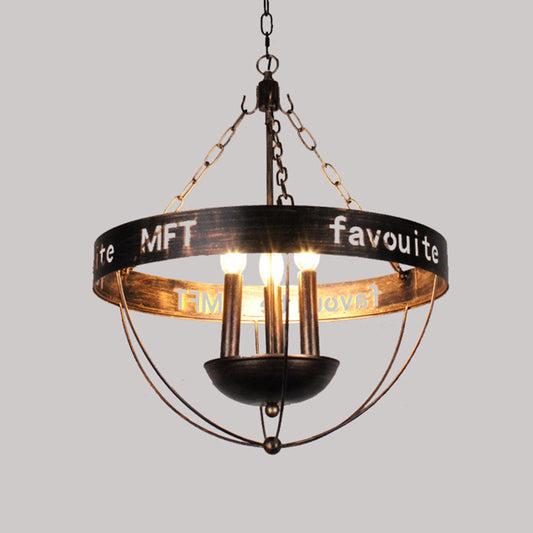 3 Lights Candle Chandelier Lighting Farmhouse Style Antique Bronze Metal Hanging Fixture Clearhalo 'Cast Iron' 'Ceiling Lights' 'Chandeliers' 'Industrial Chandeliers' 'Industrial' 'Metal' 'Middle Century Chandeliers' 'Rustic Chandeliers' 'Tiffany' Lighting' 314442