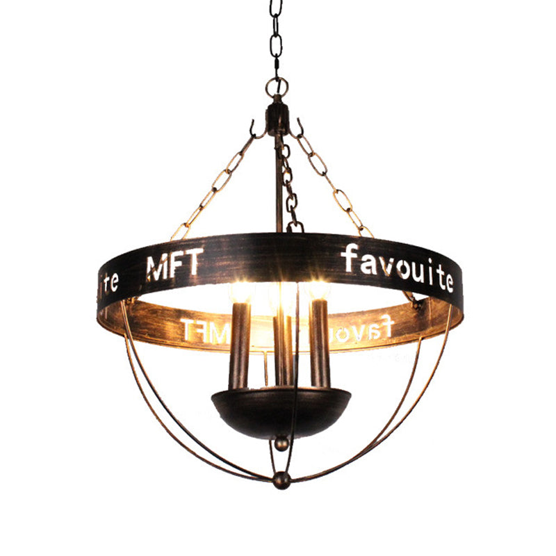 3 Lights Candle Chandelier Lighting Farmhouse Style Antique Bronze Metal Hanging Fixture Clearhalo 'Cast Iron' 'Ceiling Lights' 'Chandeliers' 'Industrial Chandeliers' 'Industrial' 'Metal' 'Middle Century Chandeliers' 'Rustic Chandeliers' 'Tiffany' Lighting' 314443
