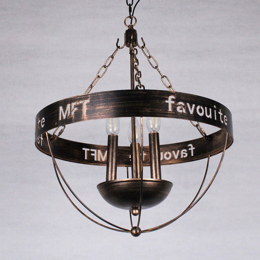 3 Lights Candle Chandelier Lighting Farmhouse Style Antique Bronze Metal Hanging Fixture Clearhalo 'Cast Iron' 'Ceiling Lights' 'Chandeliers' 'Industrial Chandeliers' 'Industrial' 'Metal' 'Middle Century Chandeliers' 'Rustic Chandeliers' 'Tiffany' Lighting' 314444