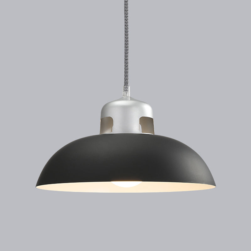 Metal Black/Grey/White Hanging Lamp Domed 1 Light Vintage Pendant Lighting for Dining Room Clearhalo 'Art Deco Pendants' 'Black' 'Cast Iron' 'Ceiling Lights' 'Ceramic' 'Crystal' 'Industrial Pendants' 'Industrial' 'Metal' 'Middle Century Pendants' 'Pendant Lights' 'Pendants' 'Rustic Pendants' 'Tiffany' Lighting' 314459