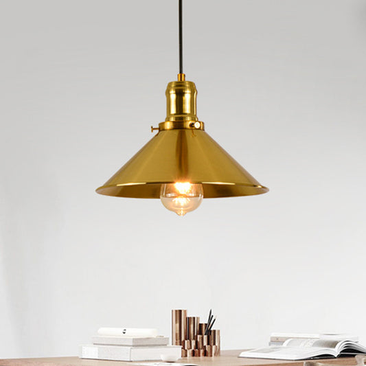 1 Light Metal Pendant Lighting Industrial Style Brass Conical Dining Room Hanging Lamp Clearhalo 'Art Deco Pendants' 'Cast Iron' 'Ceiling Lights' 'Ceramic' 'Crystal' 'Industrial Pendants' 'Industrial' 'Metal' 'Middle Century Pendants' 'Pendant Lights' 'Pendants' 'Tiffany' Lighting' 314494