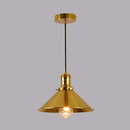 1 Light Metal Pendant Lighting Industrial Style Brass Conical Dining Room Hanging Lamp Clearhalo 'Art Deco Pendants' 'Cast Iron' 'Ceiling Lights' 'Ceramic' 'Crystal' 'Industrial Pendants' 'Industrial' 'Metal' 'Middle Century Pendants' 'Pendant Lights' 'Pendants' 'Tiffany' Lighting' 314495