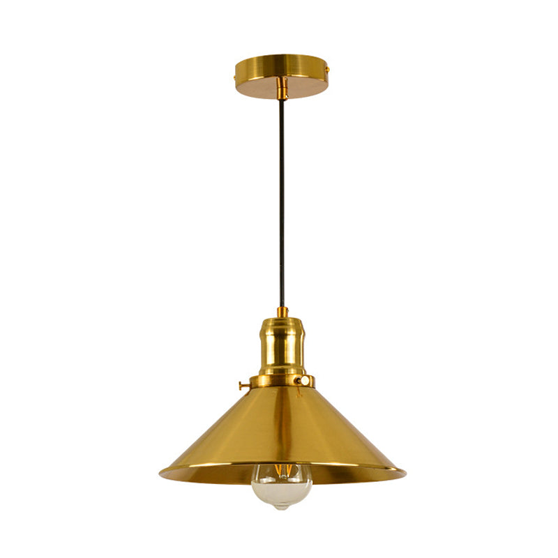 1 Light Metal Pendant Lighting Industrial Style Brass Conical Dining Room Hanging Lamp Clearhalo 'Art Deco Pendants' 'Cast Iron' 'Ceiling Lights' 'Ceramic' 'Crystal' 'Industrial Pendants' 'Industrial' 'Metal' 'Middle Century Pendants' 'Pendant Lights' 'Pendants' 'Tiffany' Lighting' 314496