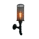 1 Light Metal Wall Lighting Industrial Black Wire Mesh Bedroom Sconce Lighting Fixture Clearhalo 'Art deco wall lights' 'Cast Iron' 'Glass' 'Industrial wall lights' 'Industrial' 'Middle century wall lights' 'Modern' 'Rustic wall lights' 'Tiffany' 'Traditional wall lights' 'Wall Lamps & Sconces' 'Wall Lights' Lighting' 315097