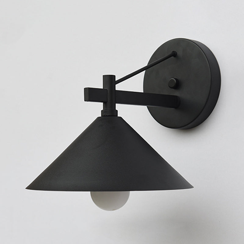Metal Cone Wall Hanging Light Vintage 1 Light Outdoor Sconce Lighting Fixture in Black/Antique Brass/Aged Silver Clearhalo 'Art deco wall lights' 'Cast Iron' 'Glass' 'Industrial wall lights' 'Industrial' 'Middle century wall lights' 'Modern' 'Rustic wall lights' 'Tiffany' 'Traditional wall lights' 'Wall Lamps & Sconces' 'Wall Lights' Lighting' 315161
