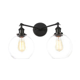 Black/Chrome/Copper 2 Lights Wall Mount Light Farmhouse Globe Sconce Lighting Fixture for Living Room Clearhalo 'Art deco wall lights' 'Cast Iron' 'Glass' 'Industrial wall lights' 'Industrial' 'Middle century wall lights' 'Modern' 'Rustic wall lights' 'Tiffany' 'Traditional wall lights' 'Wall Lamps & Sconces' 'Wall Lights' Lighting' 315179
