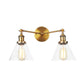 Clear Glass Conical Wall Mount Light Vintage 2 Lights Living Room Sconce Fixture in Black/Brass/Bronze Clearhalo 'Art deco wall lights' 'Cast Iron' 'Glass' 'Industrial wall lights' 'Industrial' 'Middle century wall lights' 'Modern' 'Rustic wall lights' 'Tiffany' 'Traditional wall lights' 'Wall Lamps & Sconces' 'Wall Lights' Lighting' 315188