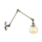 Globe Clear/Amber Glass Wall Mounted Lighting Vintage 1 Light Indoor Sconce in Brass/Chrome/Black with Adjustable Arm, 8"+8"/8"+8"+8" L Clearhalo 'Art deco wall lights' 'Cast Iron' 'Glass' 'Industrial wall lights' 'Industrial' 'Middle century wall lights' 'Modern' 'Rustic wall lights' 'Tiffany' 'Traditional wall lights' 'Wall Lamps & Sconces' 'Wall Lights' Lighting' 315362