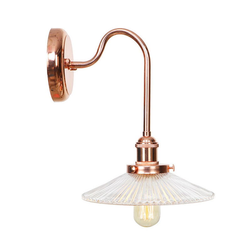 Copper Saucer/Scalloped Sconce Light Fixture Vintage White/Clear Glass 1 Light Indoor Wall Lamp Clearhalo 'Art deco wall lights' 'Cast Iron' 'Glass' 'Industrial wall lights' 'Industrial' 'Middle century wall lights' 'Modern' 'Rustic wall lights' 'Tiffany' 'Traditional wall lights' 'Wall Lamps & Sconces' 'Wall Lights' Lighting' 315404