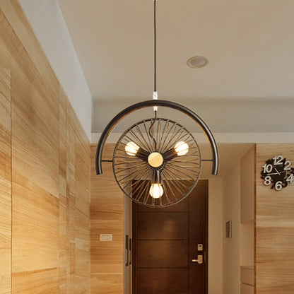 3 Lights Caged Chandelier Lighting Industrial Black Metal Pendant Lamp for Dining Room Black A Clearhalo 'Cast Iron' 'Ceiling Lights' 'Chandeliers' 'Industrial Chandeliers' 'Industrial' 'Metal' 'Middle Century Chandeliers' 'Rustic Chandeliers' 'Tiffany' Lighting' 315407