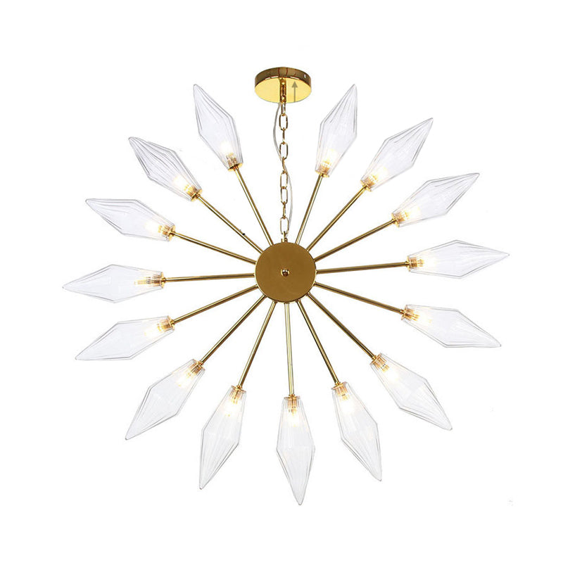 6/9/12 Lights Chandelier Lamp Industrial Sputnik Amber/Clear Glass Ceiling Light Fixture in Black/Copper/Chrome Clearhalo 'Ceiling Lights' 'Chandeliers' 'Glass shade' 'Glass' 'Industrial Chandeliers' 'Industrial' 'Middle Century Chandeliers' 'Pendant Lights' 'Tiffany' Lighting' 315433