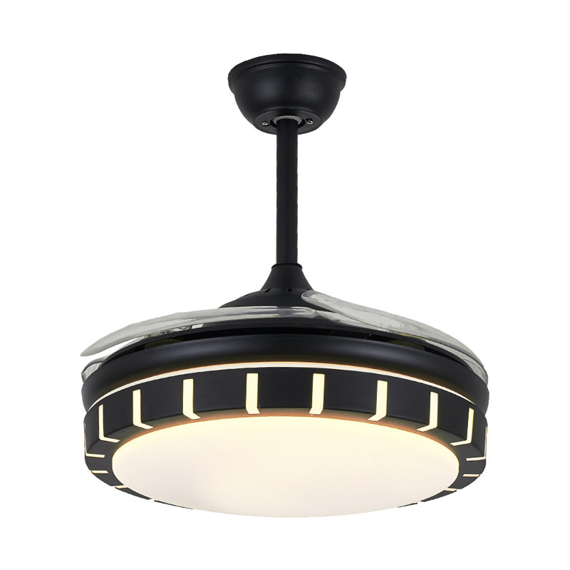 LED Metal Ceiling Fan Light Classic Black Round Living Room Semi Flush Mount with Frequency Conversion and Remote Control/Remote Control Clearhalo 'Ceiling Fans with Lights' 'Ceiling Fans' Lighting' 315453