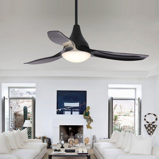 LED Ceiling Fan Light Classic Round Acrylic Semi Flush Mount in Black for Living Room, Remote Control/Remote Control and Wall Control/Frequency Conversion Clearhalo 'Ceiling Fans with Lights' 'Ceiling Fans' Lighting' 315471