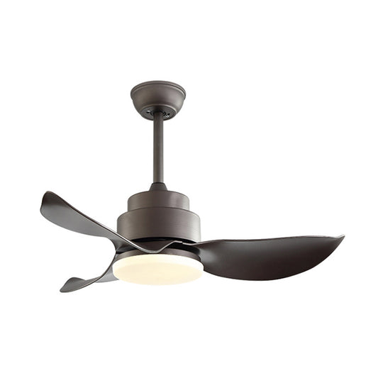 LED Ceiling Fan Light Traditional Circle Acrylic Semi Flush Lighting in Gray and Coffee for Living Room Gray-Coffee Clearhalo 'Ceiling Fans with Lights' 'Ceiling Fans' Lighting' 315473