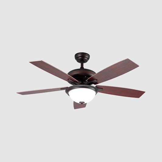 LED Ceiling Fan Lamp Traditional Stylish Domed Metal Semi Flush Lighting in Brown Clearhalo 'Ceiling Fans with Lights' 'Ceiling Fans' Lighting' 315482