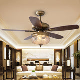 48"/52" W Antique Brass 3 Lights Ceiling Fan Lamp Classic Style Prismatic Glass Domed Semi Flush Mount Lighting Clearhalo 'Ceiling Fans with Lights' 'Ceiling Fans' Lighting' 315489