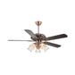 Clear Glass Blossom Ceiling Fan Vintage 5 Lights Living Room Semi Flush Light Fixture in Rust Clearhalo 'Ceiling Fans with Lights' 'Ceiling Fans' Lighting' 315517