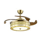 LED Metal Ceiling Fan Lighting Vintage Style Gold Circular Living Room Semi Flush Mount, Remote Control/Remote Control and Wall Control Clearhalo 'Ceiling Fans with Lights' 'Ceiling Fans' Lighting' 315602