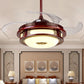 LED Round Ceiling Light Traditional Red Brown Metal Semi Mount Lighting for Bedroom, Remote Control/Wall Control Clearhalo 'Ceiling Fans with Lights' 'Ceiling Fans' Lighting' 315635