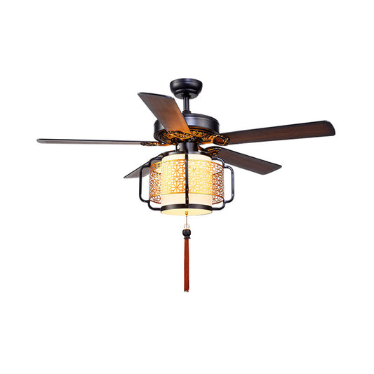 Lantern Kitchen Ceiling Fan Traditional Stylish Metal 42"/52" W 3 Bulbs Brown Semi Flush Light Fixture Clearhalo 'Ceiling Fans with Lights' 'Ceiling Fans' Lighting' 315650