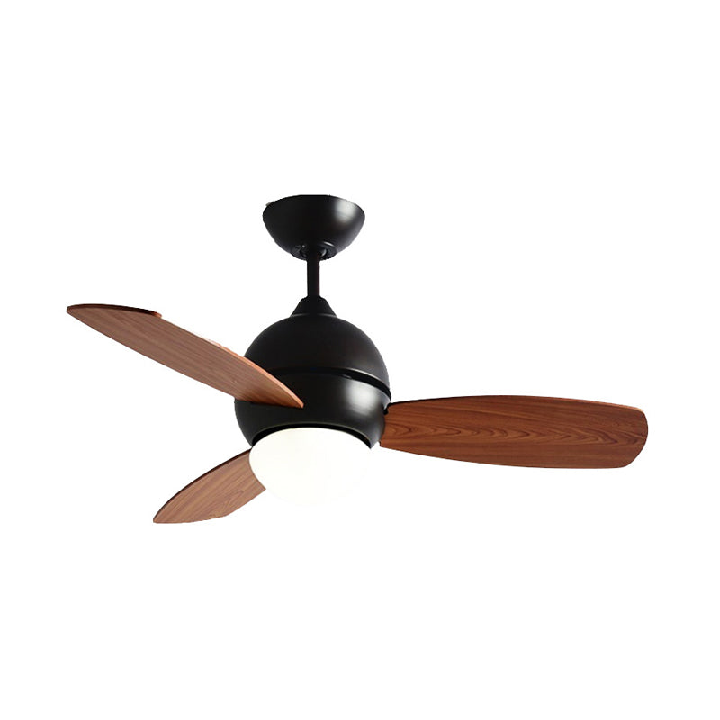 LED Metal Ceiling Fan Lamp Traditional Style Black Bowl Living Room Semi Flush Light Clearhalo 'Ceiling Fans with Lights' 'Ceiling Fans' Lighting' 315652