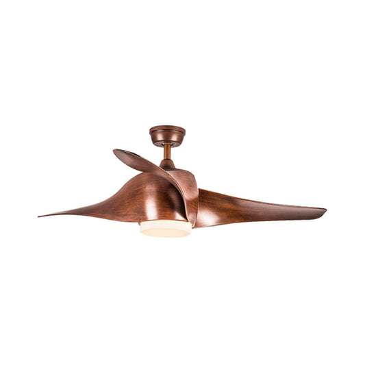 Traditional Round Ceiling Fan LED Metallic Semi Flush Mount Light Fixture in Dark Wood for Living Room Clearhalo 'Ceiling Fans with Lights' 'Ceiling Fans' Lighting' 315654