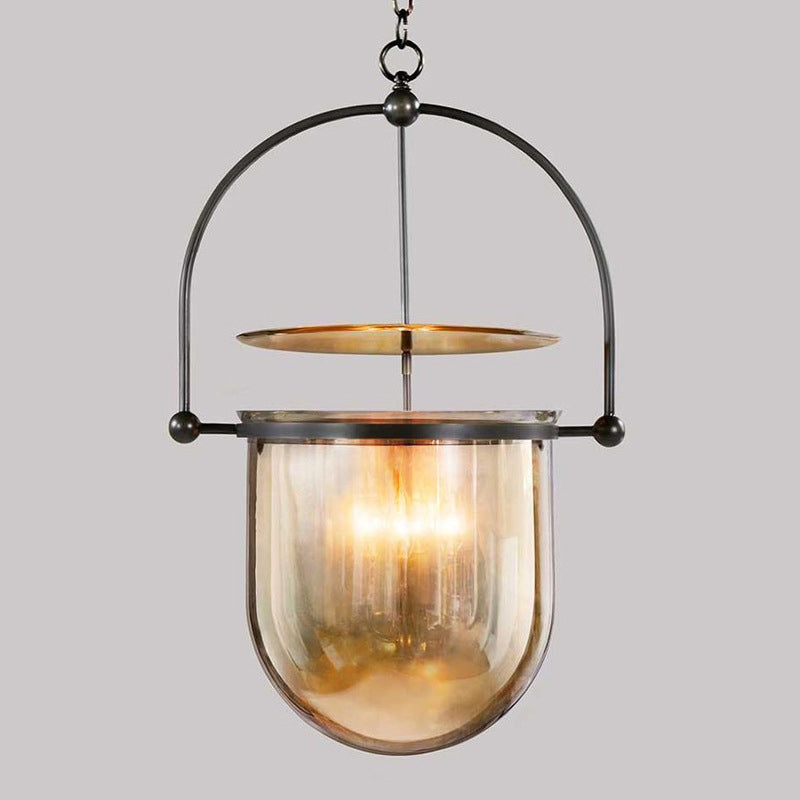 Countryside Dome Pendant Lighting 1 Head Cognac Glass Ceiling Lamp for Kitchen Island Clearhalo 'Ceiling Lights' 'Glass shade' 'Glass' 'Pendant Lights' 'Pendants' Lighting' 315704