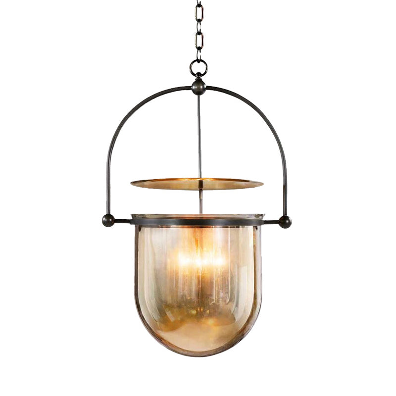 Countryside Dome Pendant Lighting 1 Head Cognac Glass Ceiling Lamp for Kitchen Island Clearhalo 'Ceiling Lights' 'Glass shade' 'Glass' 'Pendant Lights' 'Pendants' Lighting' 315705