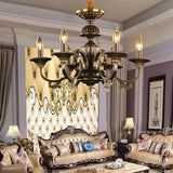 6 Heads Metal Pendant Chandelier Rustic Black and Gold Candle Living Room Ceiling Lamp Fixture Clearhalo 'Ceiling Lights' 'Chandeliers' Lighting' options 315714