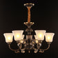 6 Lights Bell Hanging Chandelier Traditional Black and Gold White Frosted Glass Pendant Lamp Fixture Clearhalo 'Ceiling Lights' 'Chandeliers' 'Glass shade' 'Glass' Lighting' 315838