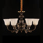 6 Lights Bell Hanging Chandelier Traditional Black and Gold White Frosted Glass Pendant Lamp Fixture Clearhalo 'Ceiling Lights' 'Chandeliers' 'Glass shade' 'Glass' Lighting' 315839