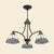 Pyramid Chandelier Lighting Mediterranean Stained Glass 3/6/8 Lights Pink and Blue/Blue and Orange Hanging Ceiling Light for Living Room 3 Pink-Blue Clearhalo 'Ceiling Lights' 'Chandeliers' 'Industrial' 'Middle Century Chandeliers' 'Tiffany Chandeliers' 'Tiffany close to ceiling' 'Tiffany' Lighting' 315867