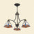 Pyramid Chandelier Lighting Mediterranean Stained Glass 3/6/8 Lights Pink and Blue/Blue and Orange Hanging Ceiling Light for Living Room 3 Blue-Orange Clearhalo 'Ceiling Lights' 'Chandeliers' 'Industrial' 'Middle Century Chandeliers' 'Tiffany Chandeliers' 'Tiffany close to ceiling' 'Tiffany' Lighting' 315871