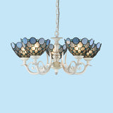 Tiffany Bowl Chandelier Lighting 3/5 Lights ,shopify Cut Glass Hanging Lamp Kit in White for Bedroom Clearhalo 'Ceiling Lights' 'Chandeliers' 'Lighting' 315878_46b72749-f54e-4b27-a021-188d4d194c5a