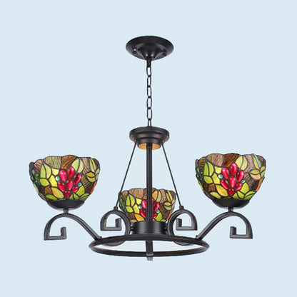 Black Curved Arms Chandelier Light Tiffany 3/6/8 Lights Cut Glass Suspension Pendant for Living Room 3 Black Clearhalo 'Ceiling Lights' 'Chandeliers' 'Close To Ceiling Lights' 'Industrial' 'Middle Century Chandeliers' 'Tiffany Chandeliers' 'Tiffany close to ceiling' 'Tiffany' Lighting' 315882