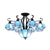 Stained Glass Scalloped Ceiling Lamp Mediterranean 9 Heads Gray/White/Yellow Light Semi Flush Mount Fixture Blue Clearhalo 'Ceiling Lights' 'Close To Ceiling Lights' 'Close to ceiling' 'Glass shade' 'Glass' 'Pendant Lights' 'Semi-flushmount' 'Tiffany close to ceiling' 'Tiffany' Lighting' 315964