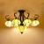 Stained Glass Scalloped Ceiling Lamp Mediterranean 9 Heads Gray/White/Yellow Light Semi Flush Mount Fixture Yellow Clearhalo 'Ceiling Lights' 'Close To Ceiling Lights' 'Close to ceiling' 'Glass shade' 'Glass' 'Pendant Lights' 'Semi-flushmount' 'Tiffany close to ceiling' 'Tiffany' Lighting' 315965