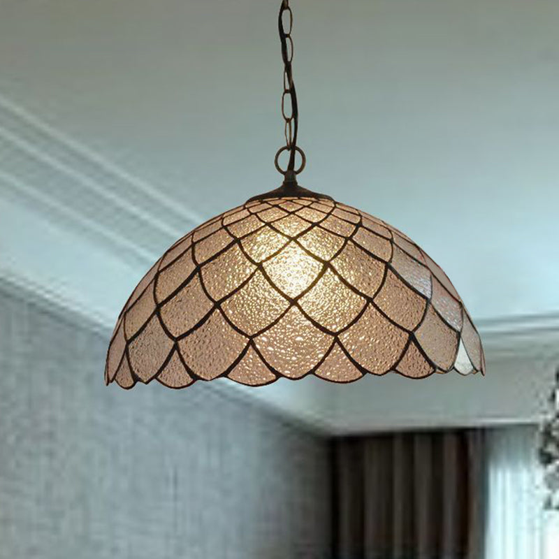 Black Domed Shade Ceiling Light Baroque 1 Light Silver Textured Glass Pendant Lighting Fixture Textured Silver Clearhalo 'Ceiling Lights' 'Glass shade' 'Glass' 'Industrial' 'Middle Century Pendants' 'Pendant Lights' 'Pendants' 'Tiffany close to ceiling' 'Tiffany Pendants' 'Tiffany' Lighting' 315994