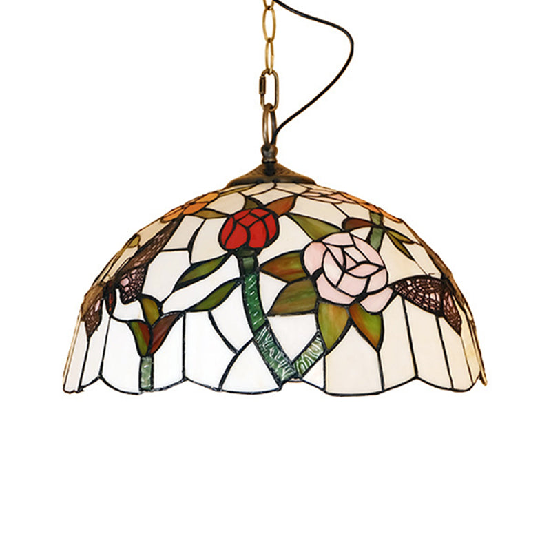 White/Red 1 Light Pendant Light Fixture Mediterranean Stained Glass Butterfly Hanging Lamp Kit Clearhalo 'Ceiling Lights' 'Industrial' 'Middle Century Pendants' 'Pendant Lights' 'Pendants' 'Tiffany close to ceiling' 'Tiffany Pendants' 'Tiffany' Lighting' 316009