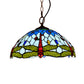 Tiffany Dragonfly Pendant Lighting Fixture 1 Light Stained Glass Ceiling Light in Red/Yellow/Blue for Kitchen Blue Clearhalo 'Ceiling Lights' 'Industrial' 'Middle Century Pendants' 'Pendant Lights' 'Pendants' 'Tiffany close to ceiling' 'Tiffany Pendants' 'Tiffany' Lighting' 316014