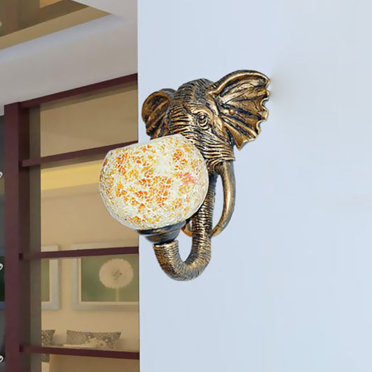 1 Light Living Room Wall Lamp Globe Mediterranean White/Pink/Yellow Sconce with Globe Stained Glass Shade Yellow Clearhalo 'Industrial' 'Middle century wall lights' 'Tiffany wall lights' 'Tiffany' 'Wall Lamps & Sconces' 'Wall Lights' Lighting' 316015