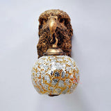 Cut Glass Silver/Beige/Red Wall Mount Lighting Owl Head 1 Light Mediterranean Sconce for Balcony Clearhalo 'Industrial' 'Middle century wall lights' 'Tiffany wall lights' 'Tiffany' 'Wall Lamps & Sconces' 'Wall Lights' Lighting' 316026